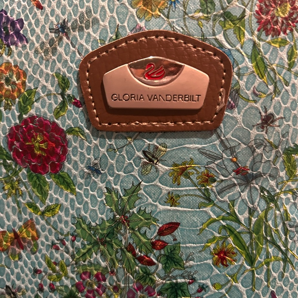 Gloria Vanderbilt Floral Blue and Brown Women’s Large Tote NWOT - Picture 3 of 6